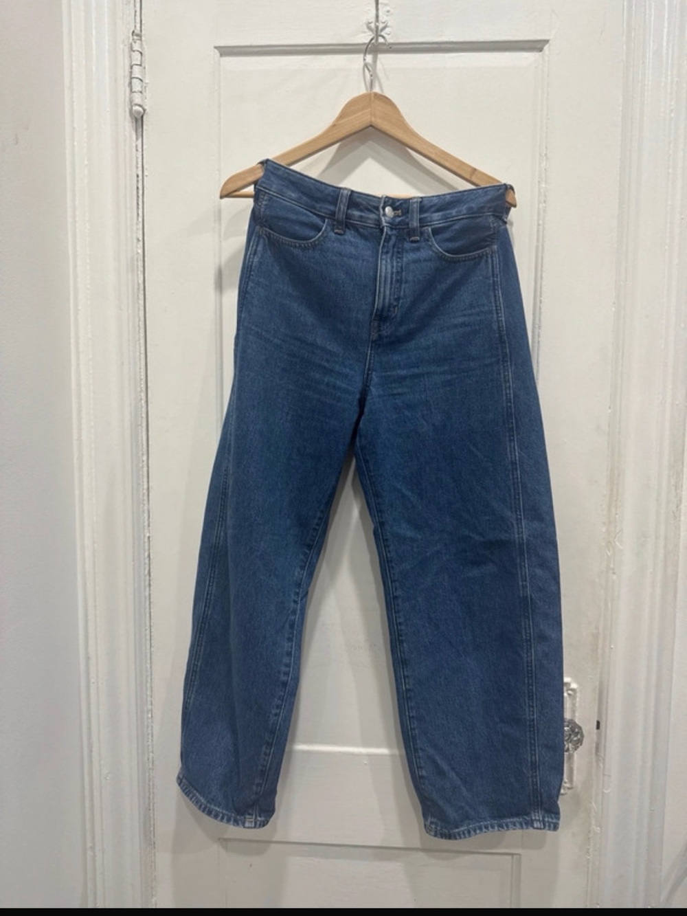 J. Crew Wide-Leg Cropped Jeans in Blue Wash